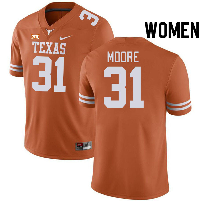 Women #31 Trey Moore Texas Longhorns College Football Jerseys Stitched-Orange